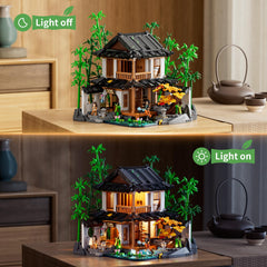 Lumibricks retro Chinese bamboo cabin detail highlighting authentic design for collectors.