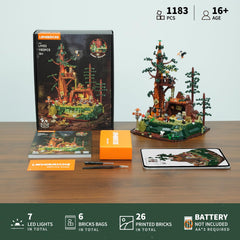 Lumibricks rotating log and treasure cave adding dynamic action to build