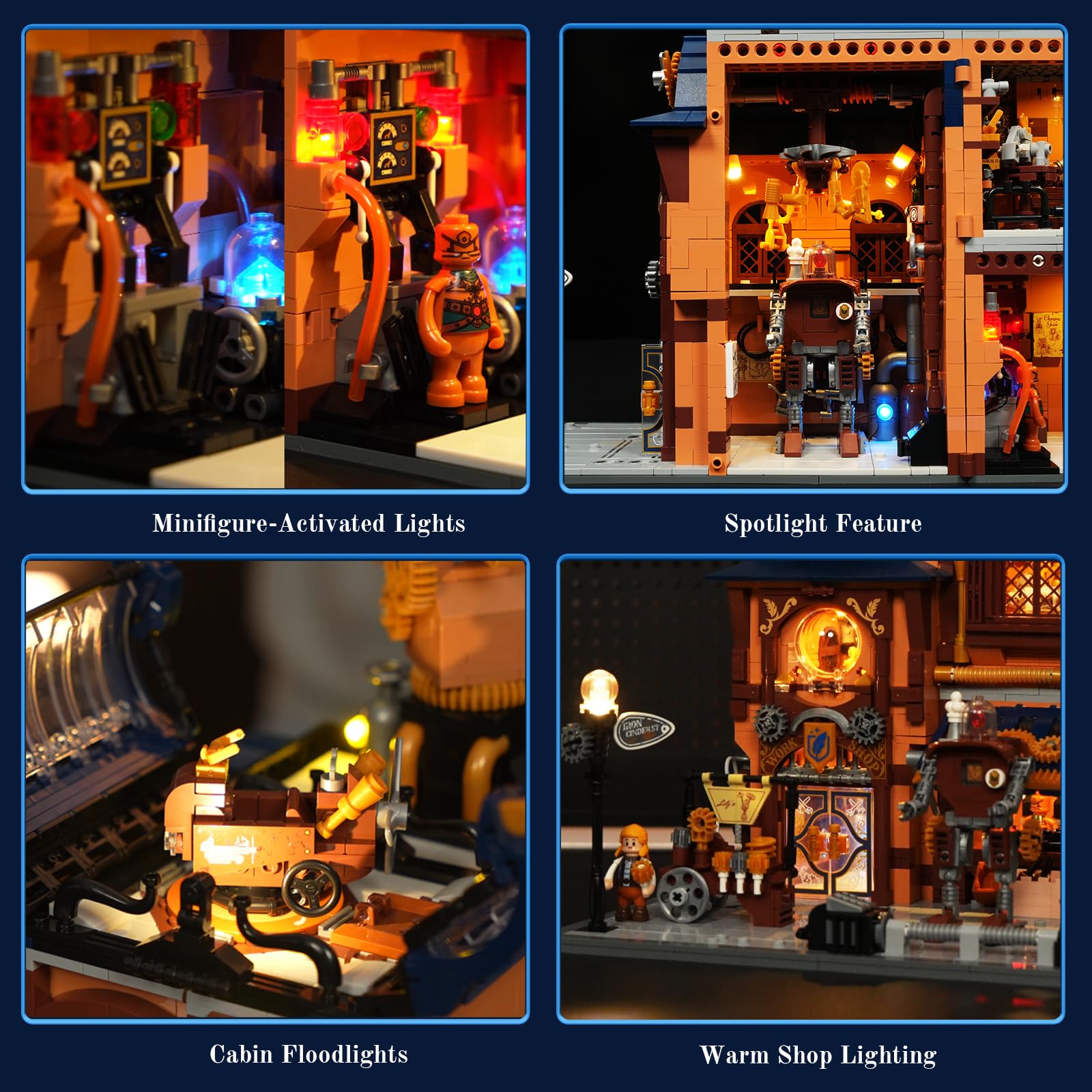 Lumibricks Sky-Lane Gold accents add a premium touch to shelves.