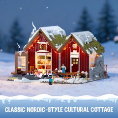 Lumibricks Spa-Cabin ice hockey scene serves as a dynamic focal point