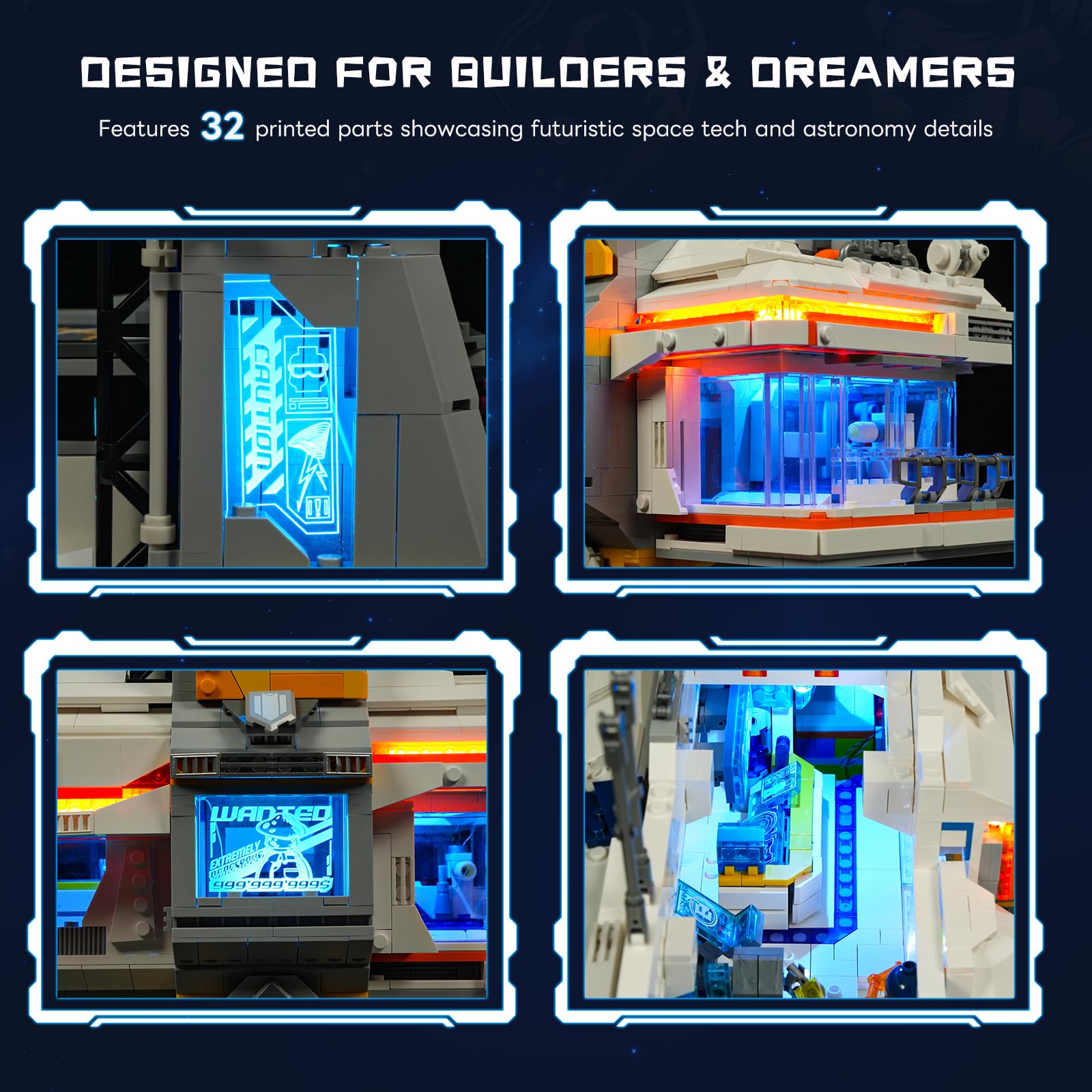 Lumibricks Space Bounty Hub features three minifigures for interactive space scenes.