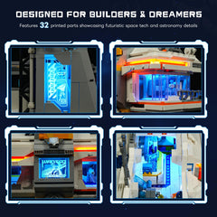 Lumibricks Space Bounty Hub features three minifigures for interactive space scenes.