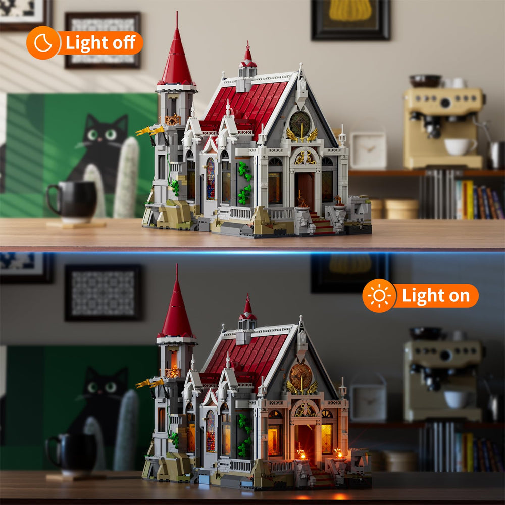Lumibricks ceiling detail showcases authentic medieval architecture with decorative elements.