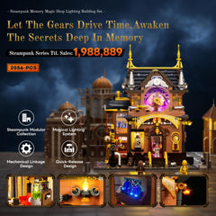 Lumibricks Memory Magic Shop center module reveals clock hand interaction on demand.