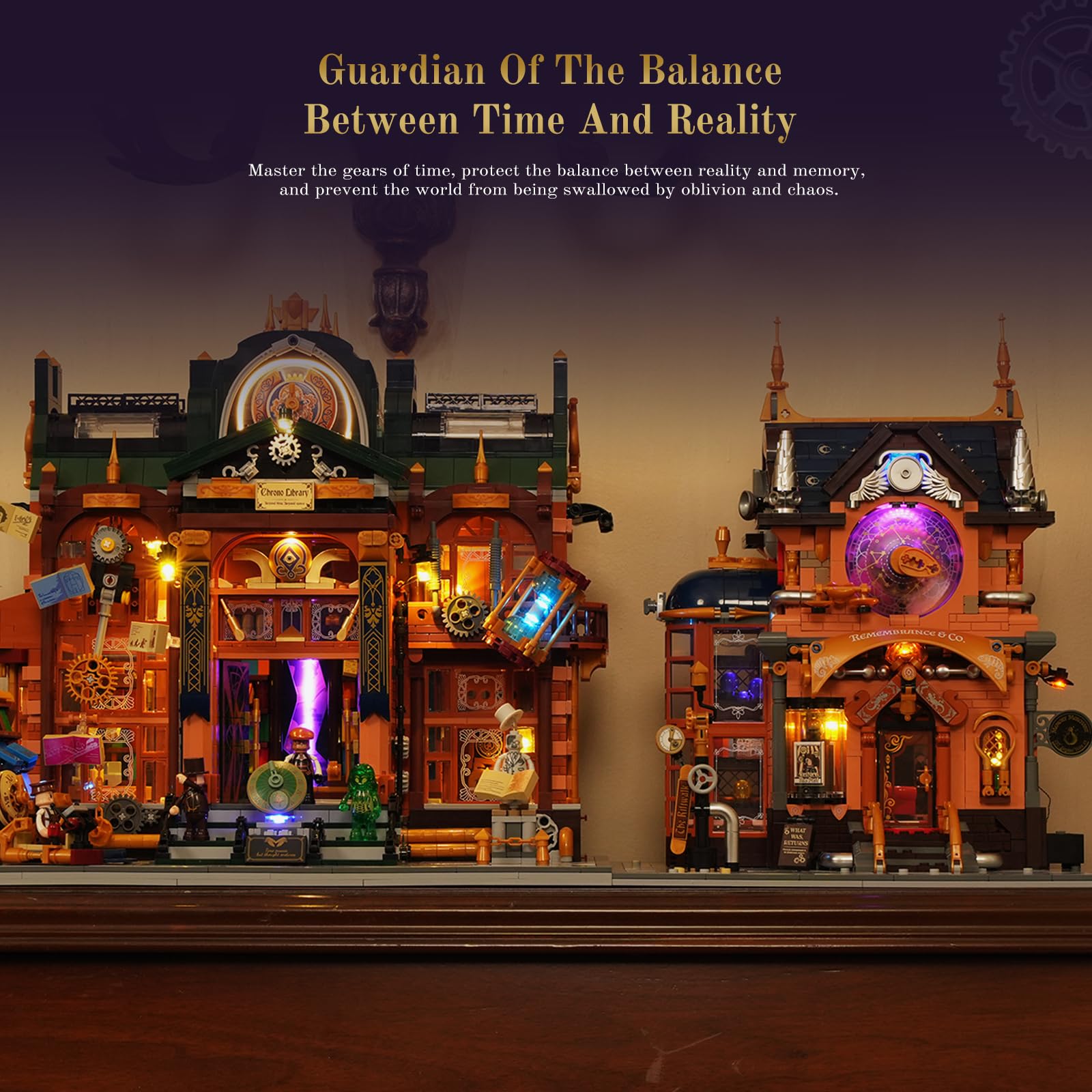 Lumibricks printed elements and metallic inks add authentic steampunk texture.