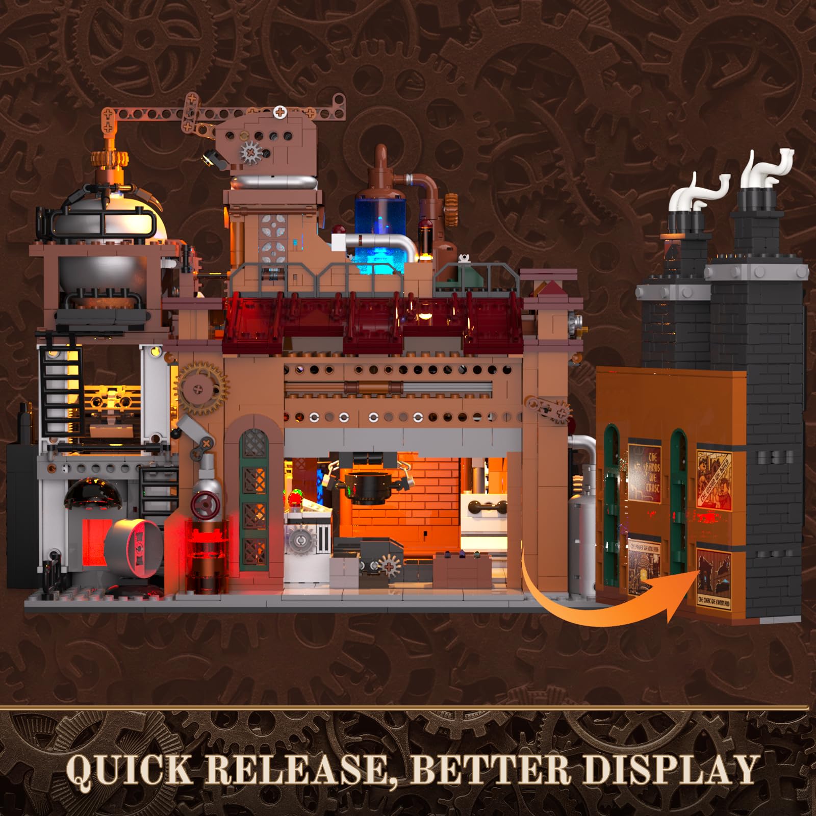 Lumibricks Steampunk Ore Factory claw crane emphasizing hands-on material processing.