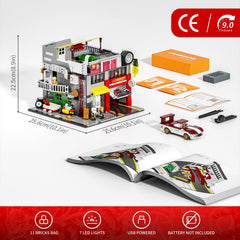 Lumibricks Street MOD Checkered floor with red steel accents, adds retro vibe to builds.
