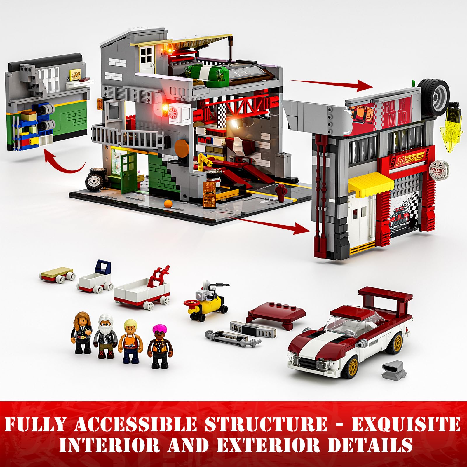 Lumibricks Street MOD Graffiti bricks with printed designs, adds nostalgic vibe to street scene builds.
