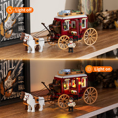 Lumibricks Western Stagecoach Horses bring authentic Wild West dynamics to dioramas.