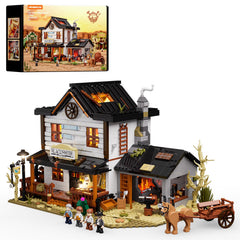 Lumibricks Wild West forge light provides warm, flickering ambiance for diorama scenes.