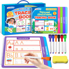Lumikidz tracing workbook page for letters and numbers boosts early writing