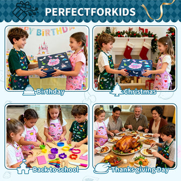 Lumiparty kids chef apron set green dinosaurs, boosts creative role play