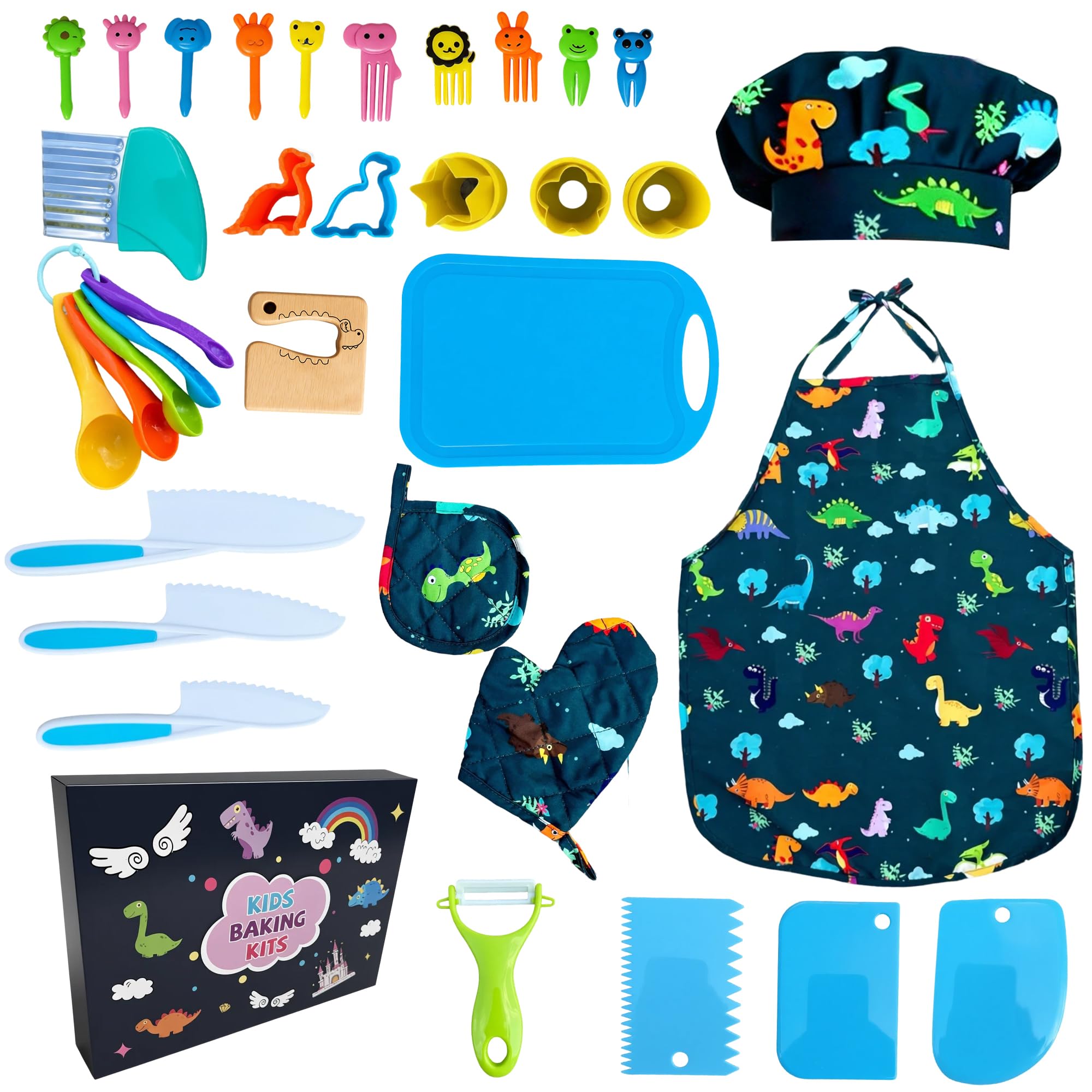 Lumiparty kids chef apron set pink rainbow, ideal for imaginative cooking play