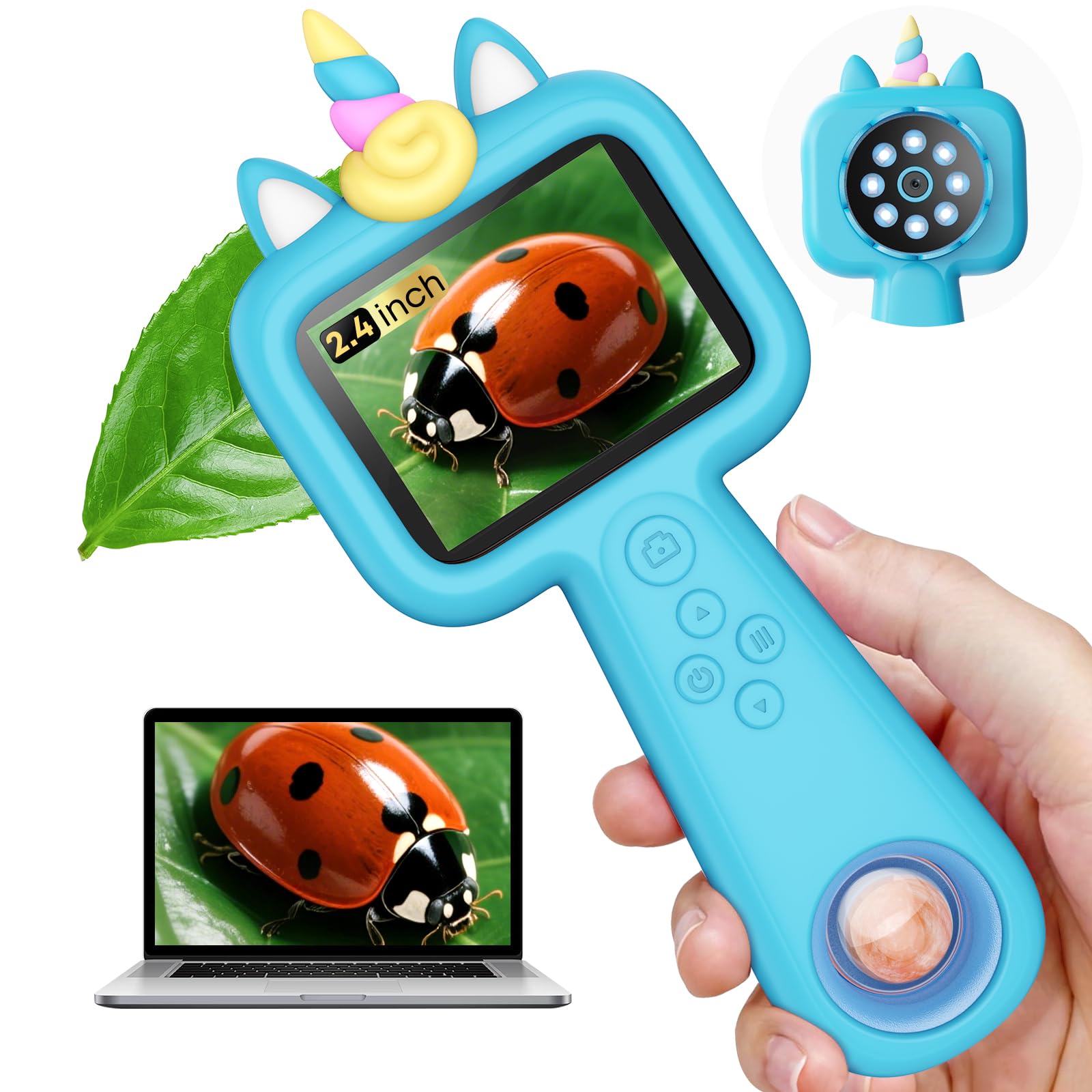 Lumiscp pocket microscope with 2.4-inch screen for real-time observation for kids