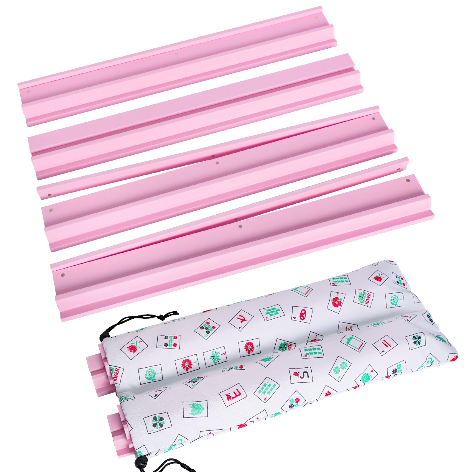 Lumivia mahjong racks with pink pushers for organized gameplay.