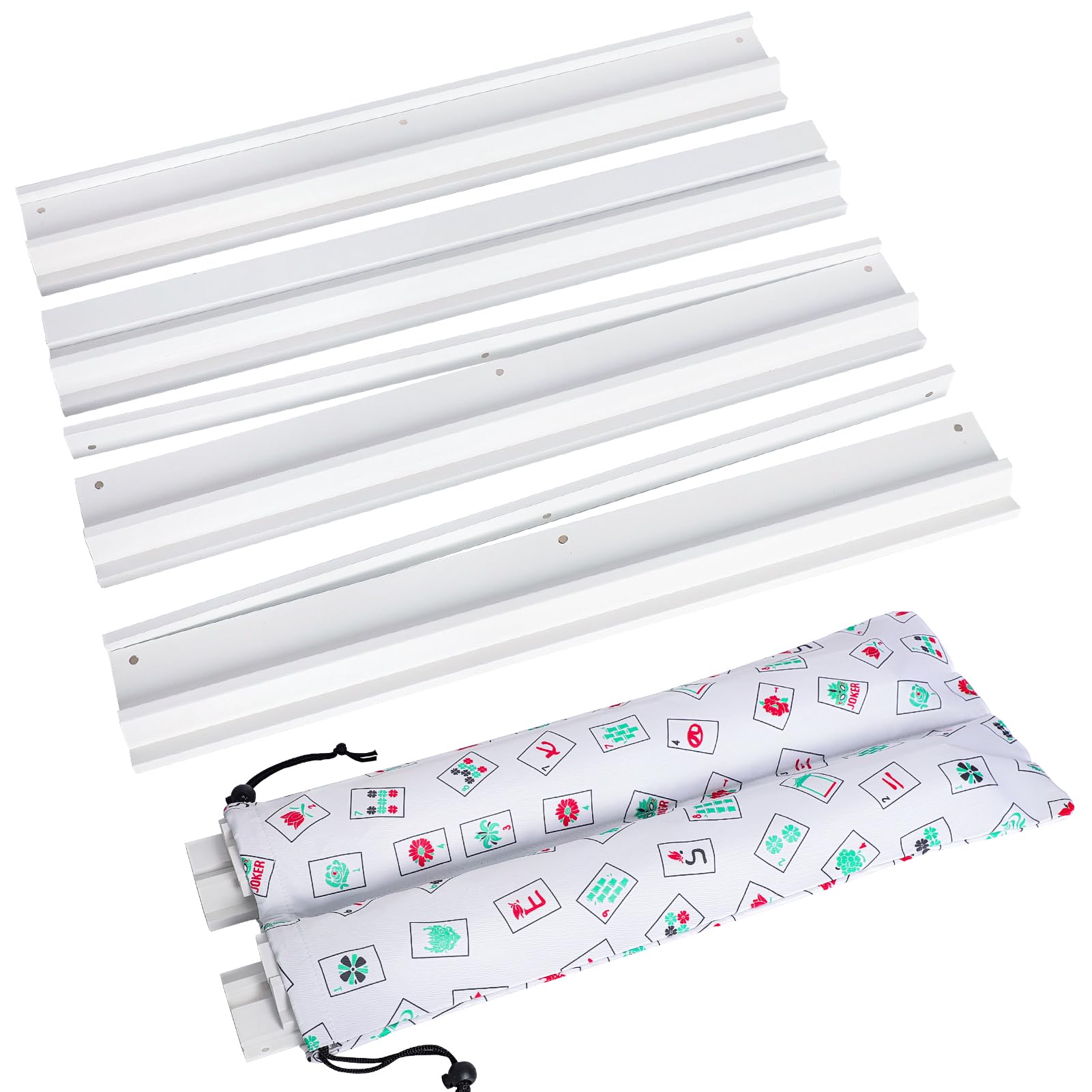 LUMIVIA Mahjong Racks with Pushers showcase sturdy wooden construction for durable play