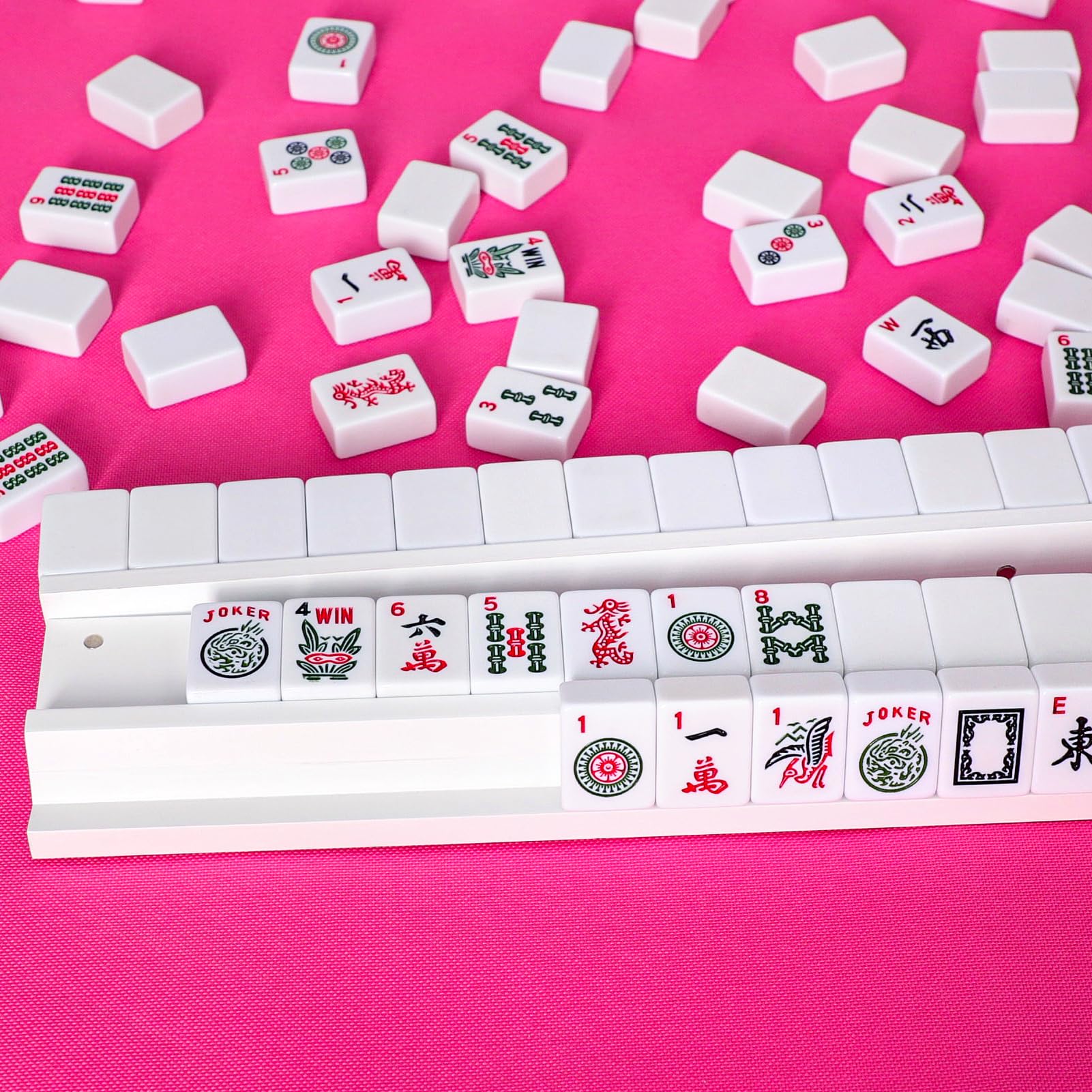 LUMIVIA Wooden racks provide ample space for mahjong tiles