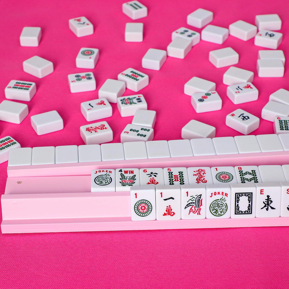 Lumivia wooden mahjong racks highlighting durable construction.
