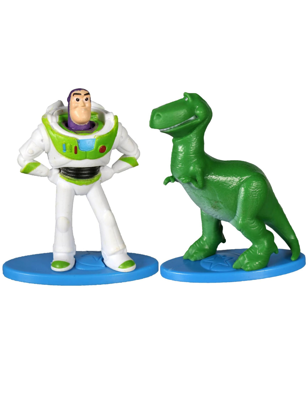 Lunch Money Pixar Toy Story 4 toppers: Buzz Lightyear and Rex for cake decoration.
