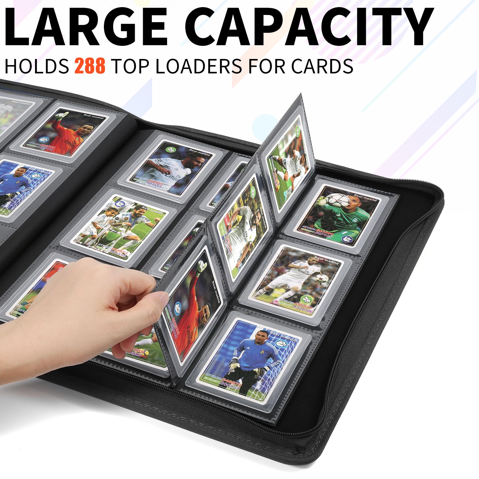 LUNNSHO binder demonstrates compatibility with 3x4 inch toploaders