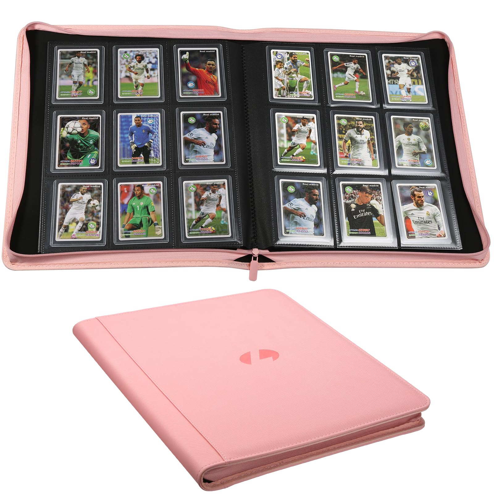 LUNNSHO Toploader Binder cover in pink shows a durable PU leather exterior.