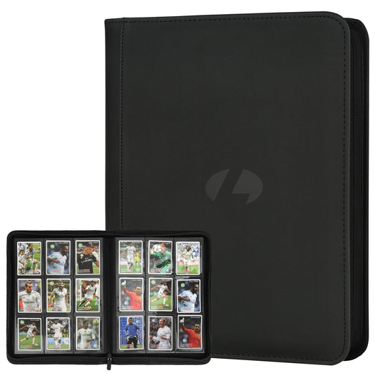 LUNNSHO trading card binder front cover in black with premium PU leather, durable look