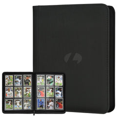 LUNNSHO trading card binder front cover in black with premium PU leather, durable look