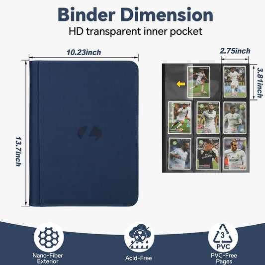 LUNNSHO trading card binder inside pages offer 9-pocket per side for organized card display.