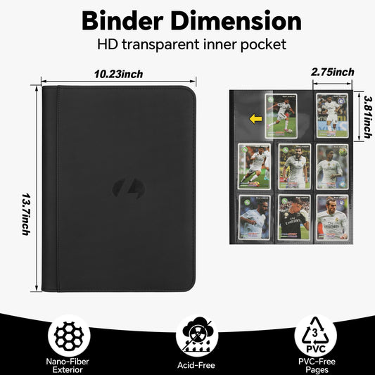 LUNNSHO binder open pages reveal 540-pocket capacity for easy card organization