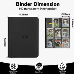 LUNNSHO binder open pages reveal 540-pocket capacity for easy card organization