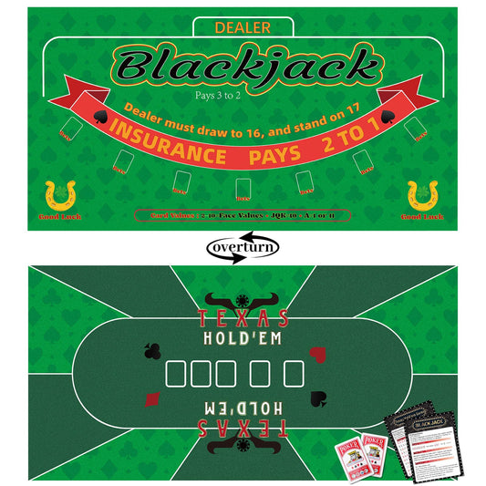 Lunorvexia double-sided poker mat surface for Texas Hold’em and Blackjack at home.