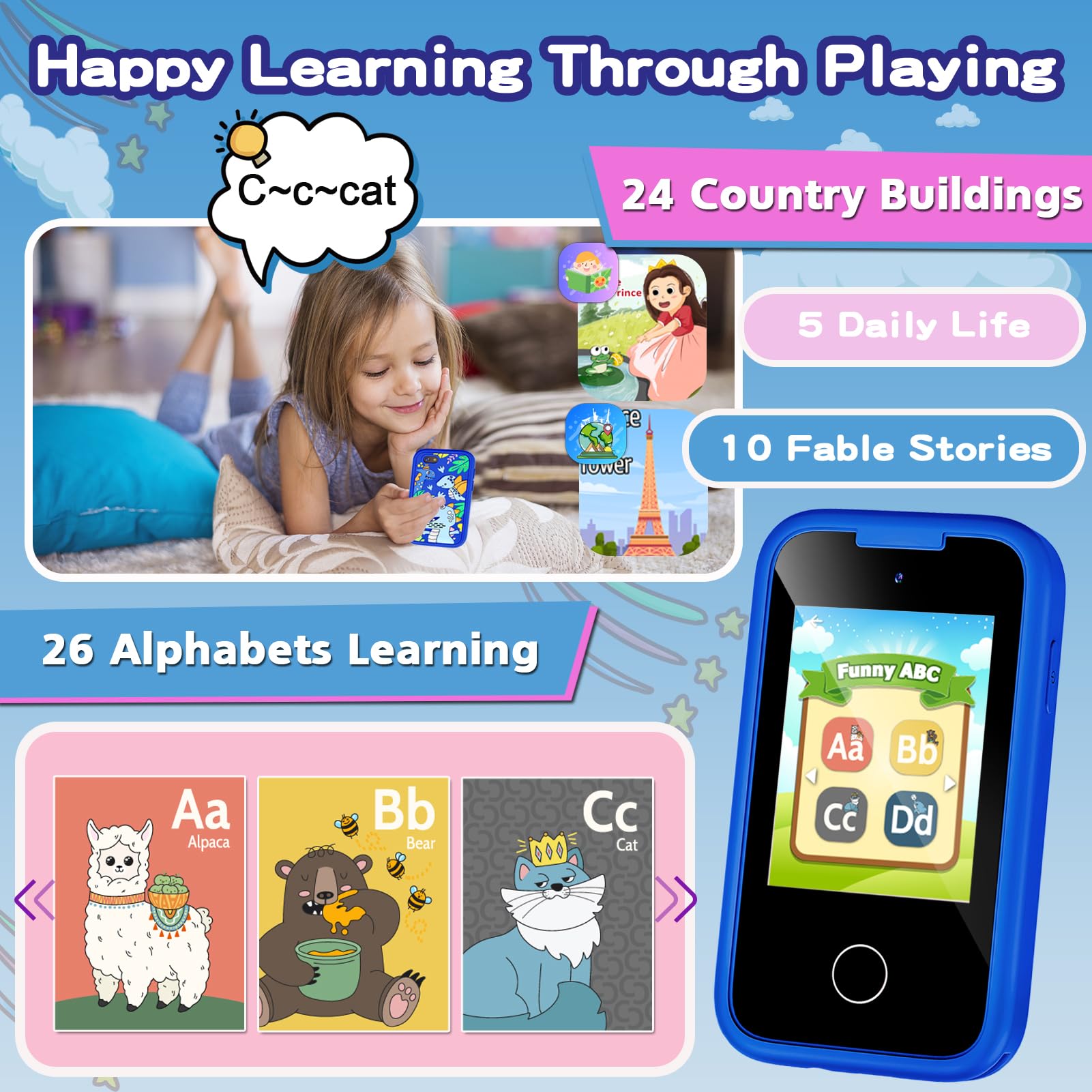 Luoba Kids Phone dual-camera rear view captures memories with friends.