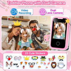 Luoba Kids Phone in hand demonstrates portable learning device for travel and daily use.