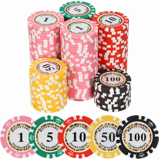 LUOBAO 125pcs clay poker chips color pack ready for home game night