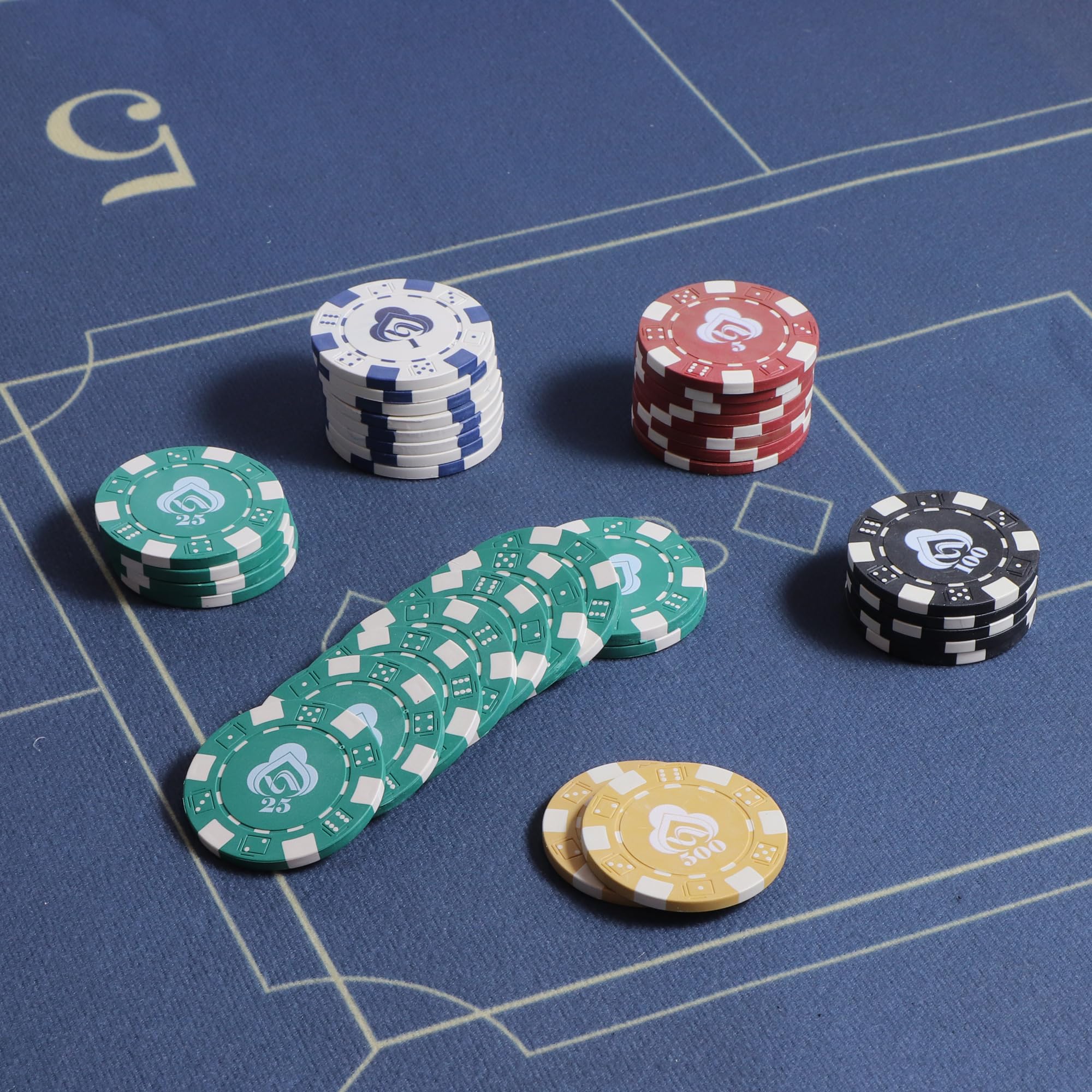 LUOBAO dice-striped poker chip close-up design for easy recognition