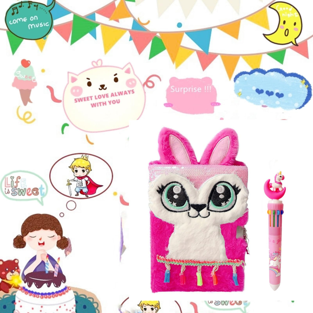 Luolizon Plush Bunny Diary gift set in red, ideal for celebrations.