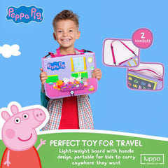 LUPPA Peppa Pig Busy Board handles for easy carry and portable play.