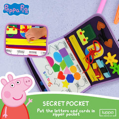 LUPPA Peppa Pig Busy Board develops early learning skills through 25 activities.