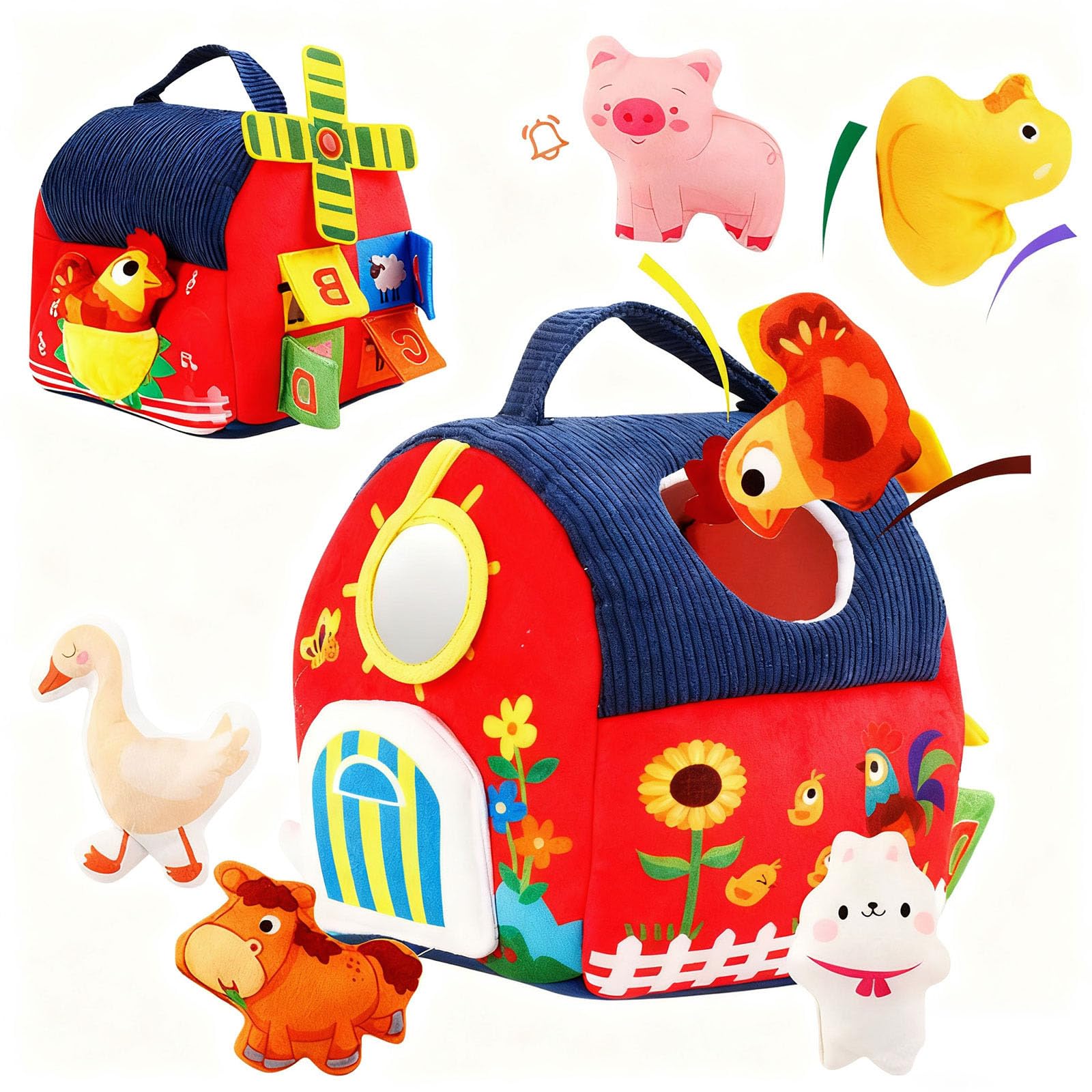 Lurui baby farm barn with open door for peekaboo play