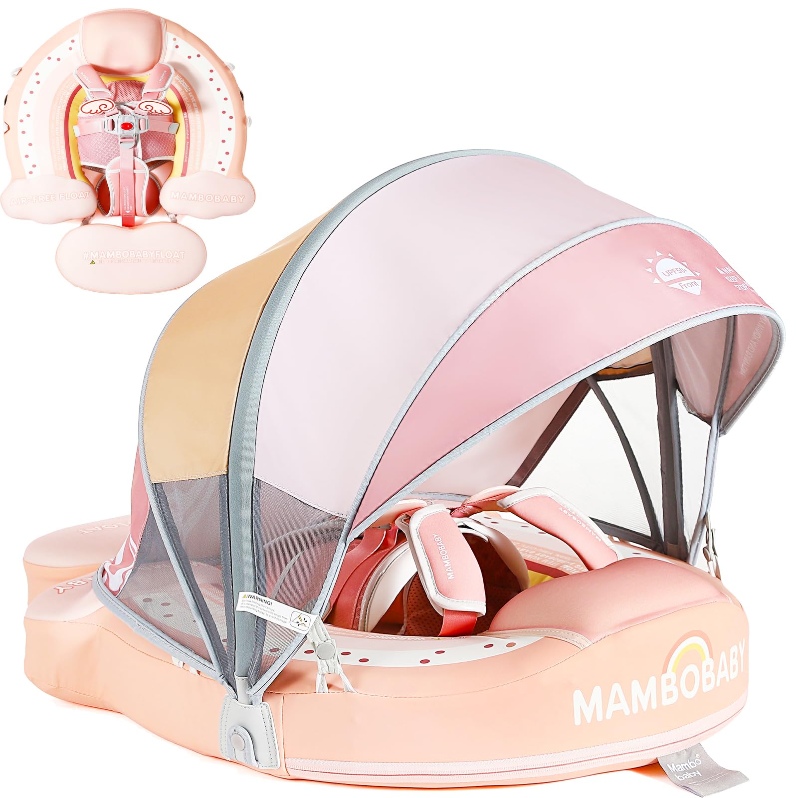 Lurui Mambobaby float with canopy provides sun protection for sunny pool days