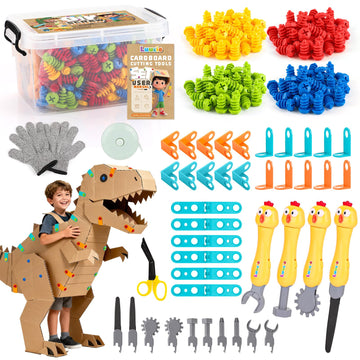 Luucio cardboard cutter for kids set with bright handles boosts imaginative projects.