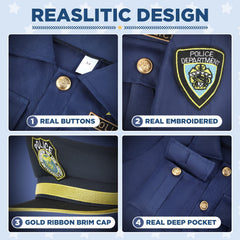 Luucio police costume kids pants comfortable and durable for active pretend play