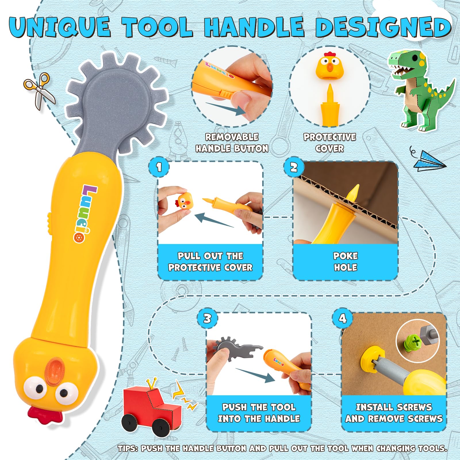 Luucio safety scissors provide smooth, safe cuts for little hands.