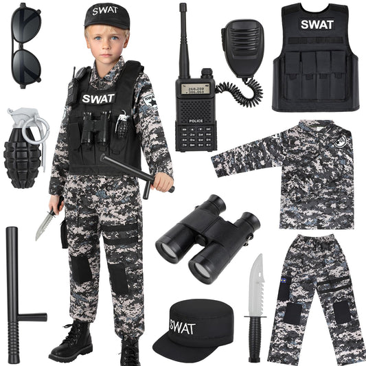 Luucio SWAT costume hat for kids enhances authentic police playtime