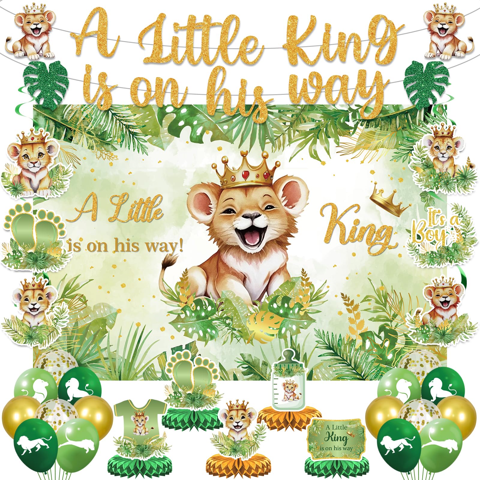 LUUFILx Lion baby shower banner for a festive safari backdrop and photos