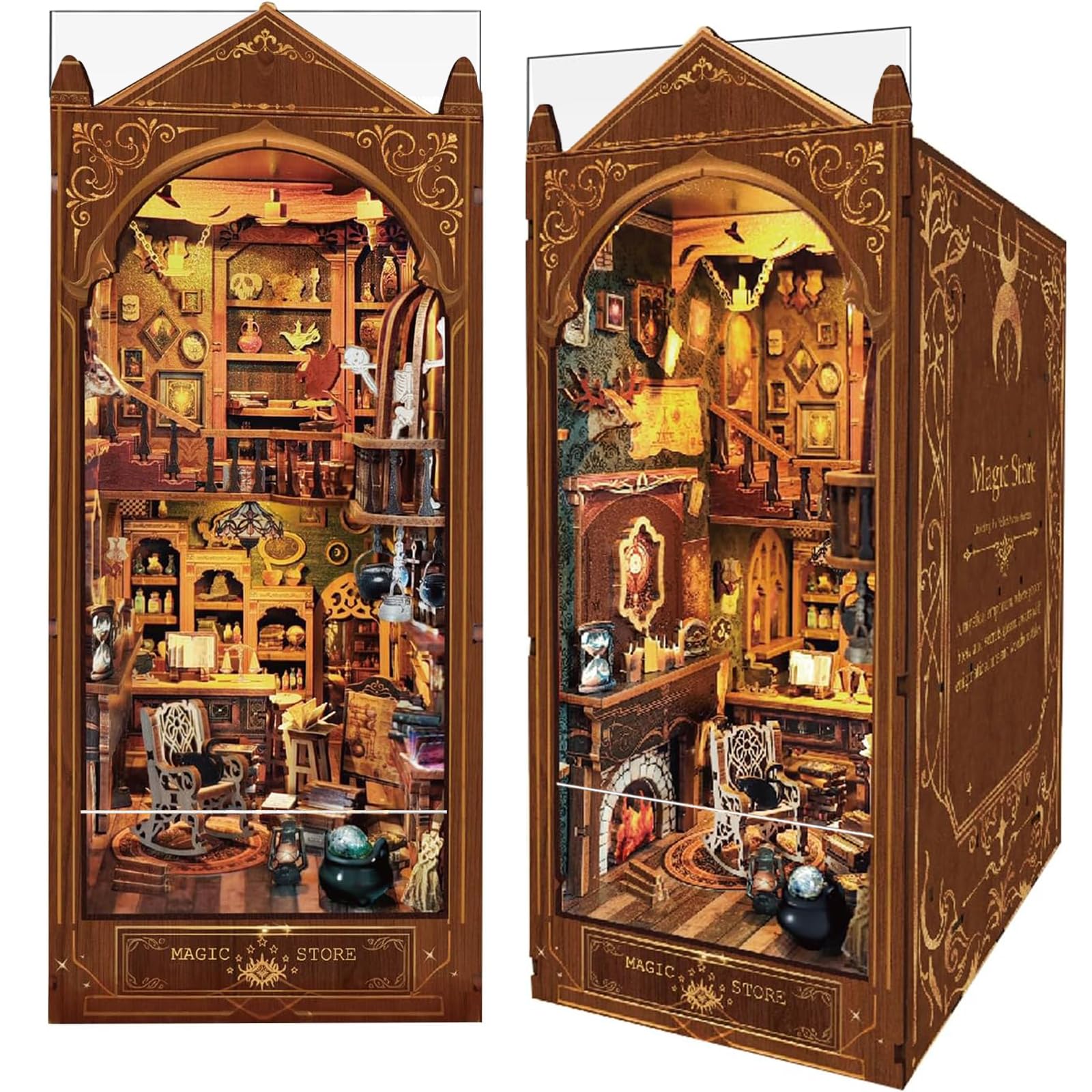 Luuwik Book Nook Kit store-front diorama with warm LED glow for cozy shelves.
