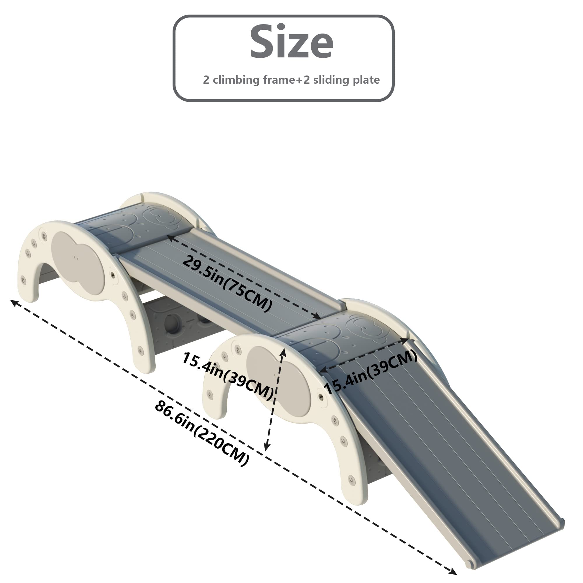 LUUYOUU 4-in-1 climbing arch side view supports safe, imaginative play.