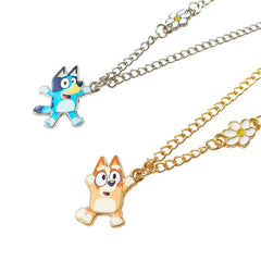 LUV HER Bluey BFF necklaces with charms, front view, ideal for matching best friend gifts