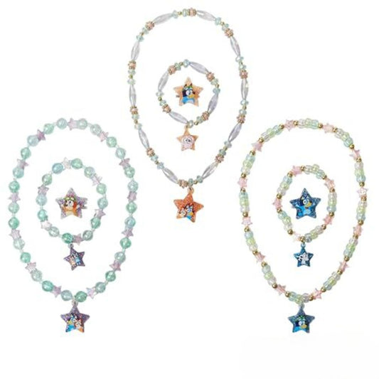 LUV HER Bluey emblem necklace closeup highlighting kid-friendly design and style