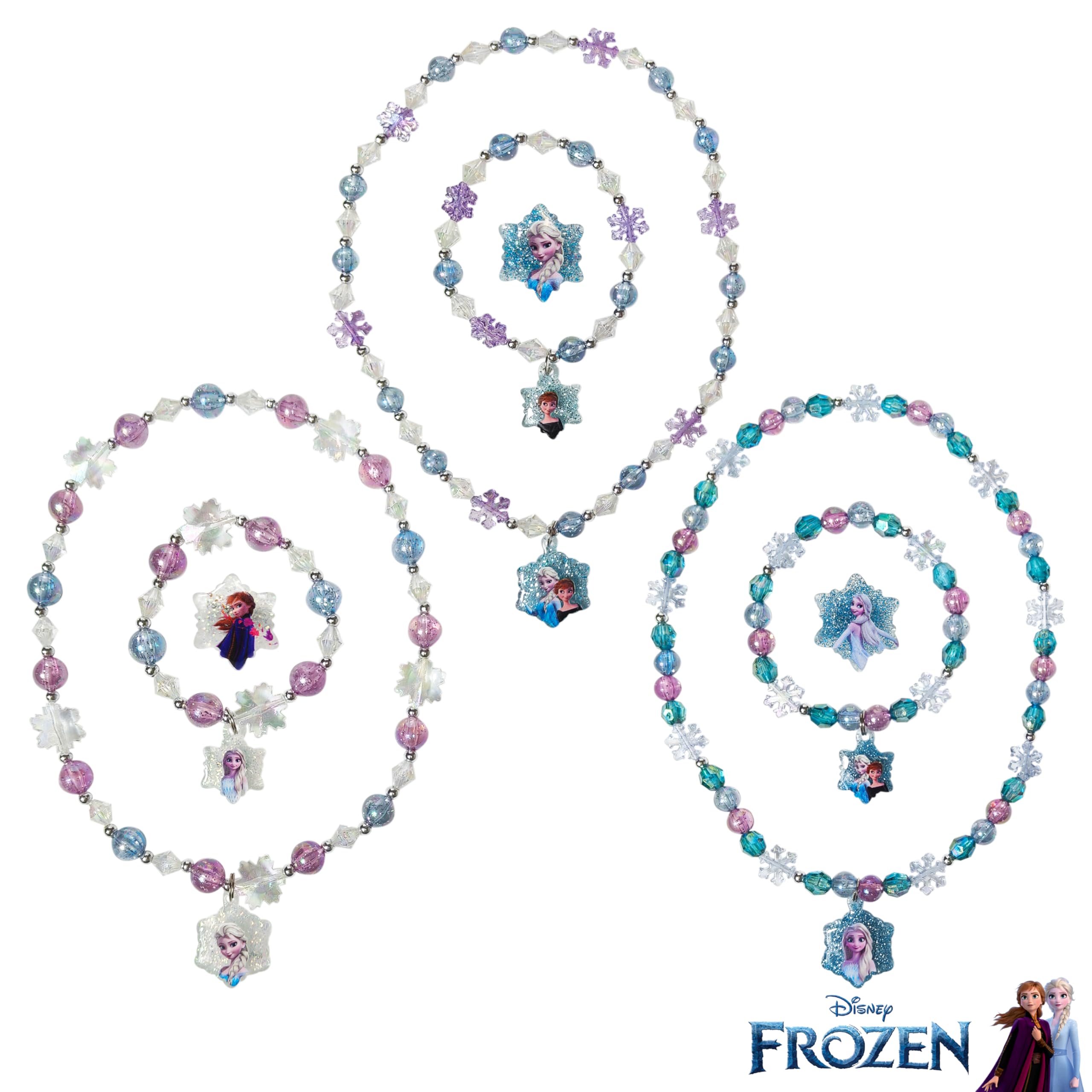 LUV HER Frozen bracelets worn during dress-up play for easy wear.